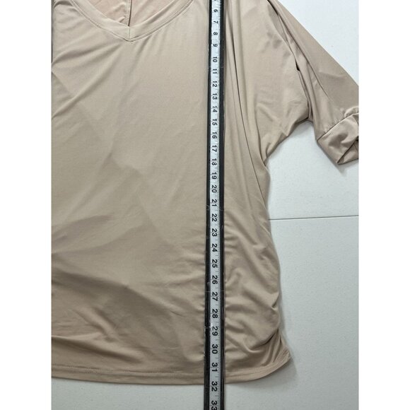 Doublju 3X Brown Dolman Sleeve Tunic Blouse V-Neck Oversized Plus Size Top - Picture 8 of 10